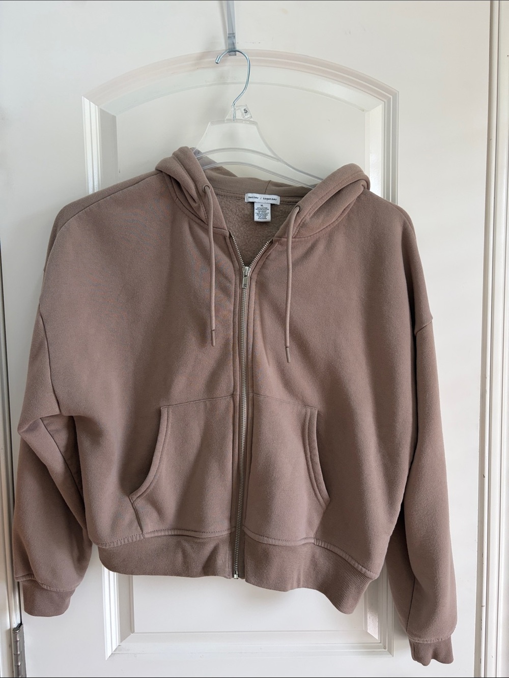 Better Together Everyday Cropped Zip Hoodie in Taupe
